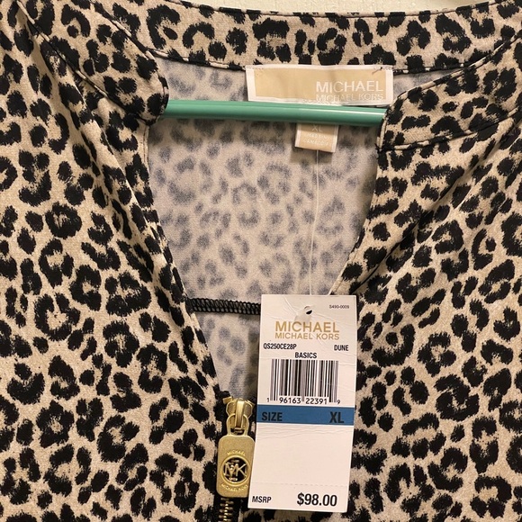 Michael Michael Kors Blouse Multicolor Half Zip Stretch. - Picture 4 of 10